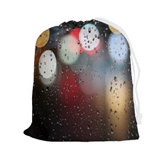 Rain On Window Drawstring Pouch (2xl) by artworkshop