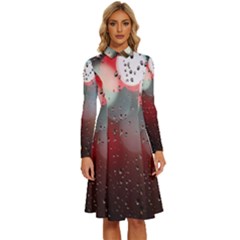 Rain On Window Long Sleeve Shirt Collar A-line Dress by artworkshop