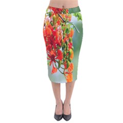 Gathering Sping Flowers Wallpapers Velvet Midi Pencil Skirt by artworkshop