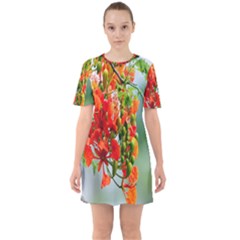 Gathering Sping Flowers Wallpapers Sixties Short Sleeve Mini Dress by artworkshop