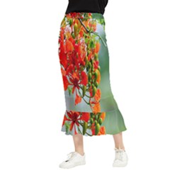 Gathering Sping Flowers Wallpapers Maxi Fishtail Chiffon Skirt by artworkshop