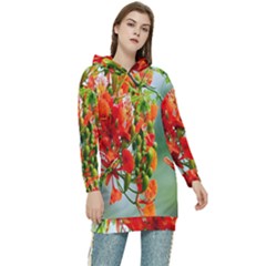 Gathering Sping Flowers Wallpapers Women s Long Oversized Pullover Hoodie by artworkshop