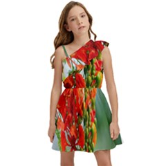 Gathering Sping Flowers Wallpapers Kids  One Shoulder Party Dress by artworkshop