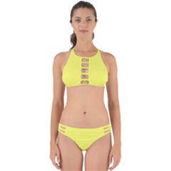 Laser Lemon Yellow	 - 	perfectly Cut Out Bikini Set by ColorfulSwimWear