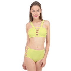 Light Lime Yellow	 - 	cage Up Bikini Set by ColorfulSwimWear