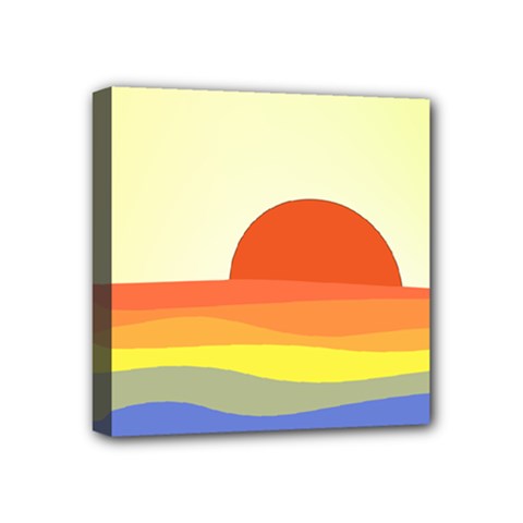 Sunset Nature Sea Ocean Mini Canvas 4  X 4  (stretched) by Ravend