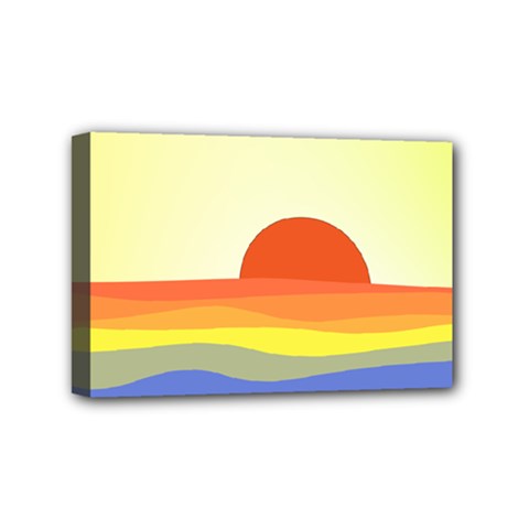 Sunset Nature Sea Ocean Mini Canvas 6  X 4  (stretched) by Ravend