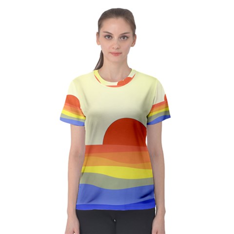 Sunset Nature Sea Ocean Women s Sport Mesh Tee by Ravend