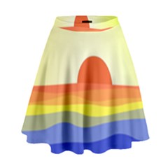 Sunset Nature Sea Ocean High Waist Skirt by Ravend