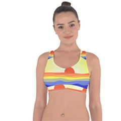 Sunset Nature Sea Ocean Cross String Back Sports Bra