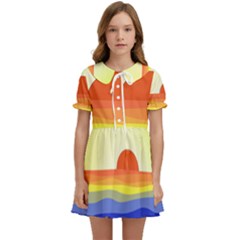 Sunset Nature Sea Ocean Kids  Sweet Collar Dress by Ravend