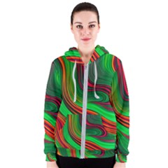 Background Green Red Women s Zipper Hoodie by Ravend