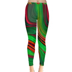 Background Green Red Inside Out Leggings