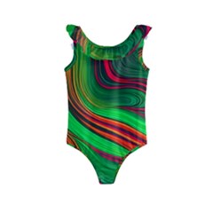 Background Green Red Kids  Frill Swimsuit by Ravend