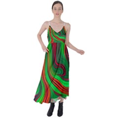 Background Green Red Tie Back Maxi Dress by Ravend