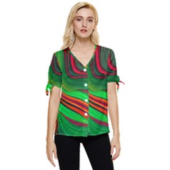 Background Green Red Bow Sleeve Button Up Top by Ravend