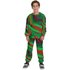 Background Green Red Kids  Sweatshirt Set by Ravend