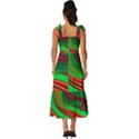 Background Green Red Tie-Strap Tiered Midi Chiffon Dress View4