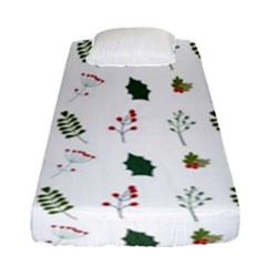 Leaves Mistletoe Plants Winter Fitted Sheet (single Size) by Ravend