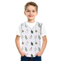 Leaves Mistletoe Plants Winter Kids  Basketball Tank Top by Ravend