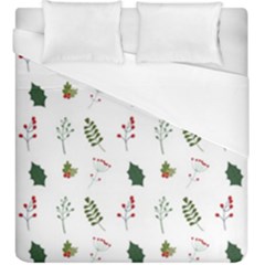 Leaves Mistletoe Plants Winter Duvet Cover (king Size) by Ravend