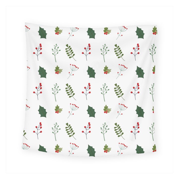 Leaves Mistletoe Plants Winter Square Tapestry (Small)