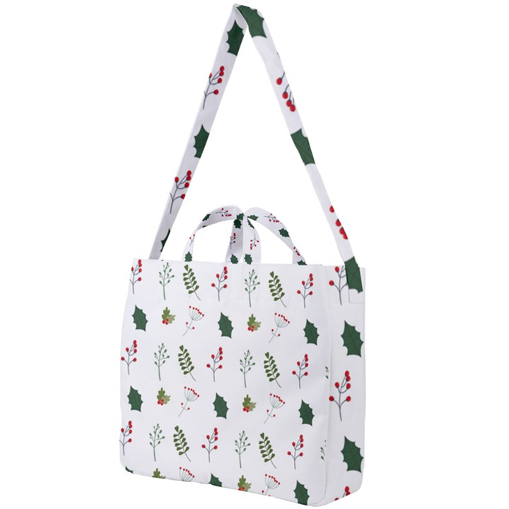 Leaves Mistletoe Plants Winter Square Shoulder Tote Bag