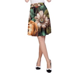 Floral Flower Blossom Bloom Flora A-line Skirt by Ravend