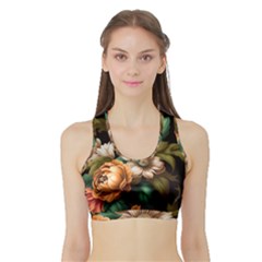 Floral Flower Blossom Bloom Flora Sports Bra With Border by Ravend