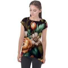 Floral Flower Blossom Bloom Flora Cap Sleeve High Low Top by Ravend