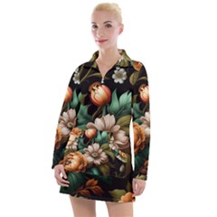 Floral Flower Blossom Bloom Flora Women s Long Sleeve Casual Dress by Ravend