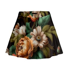 Floral Flower Blossom Bloom Flora Mini Flare Skirt by Ravend