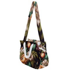 Floral Flower Blossom Bloom Flora Rope Handles Shoulder Strap Bag by Ravend