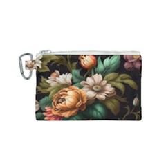 Floral Flower Blossom Bloom Flora Canvas Cosmetic Bag (small) by Ravend