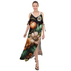 Floral Flower Blossom Bloom Flora Maxi Chiffon Cover Up Dress by Ravend