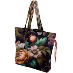 Floral Flower Blossom Bloom Flora Drawstring Tote Bag by Ravend