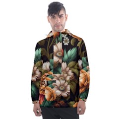 Floral Flower Blossom Bloom Flora Men s Front Pocket Pullover Windbreaker by Ravend