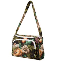 Floral Flower Blossom Bloom Flora Front Pocket Crossbody Bag by Ravend