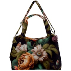 Floral Flower Blossom Bloom Flora Double Compartment Shoulder Bag by Ravend