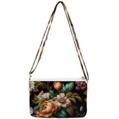 Floral Flower Blossom Bloom Flora Double Gusset Crossbody Bag by Ravend