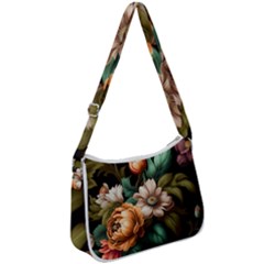 Floral Flower Blossom Bloom Flora Zip Up Shoulder Bag by Ravend