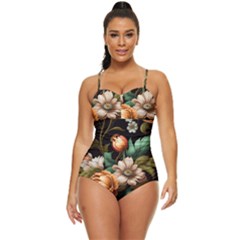 Floral Flower Blossom Bloom Flora Retro Full Coverage Swimsuit by Ravend