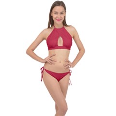 Cardinal Red	 - 	cross Front Halter Bikini Set by ColorfulSwimWear