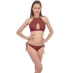 Burnt Umber Red	 - 	cross Front Halter Bikini Set by ColorfulSwimWear