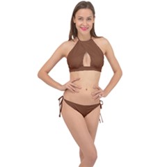 Toffee Brown	 - 	cross Front Halter Bikini Set by ColorfulSwimWear