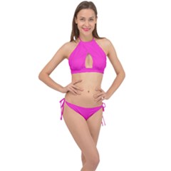 Razzle Dazzle Rose Pink	 - 	Cross Front Halter Bikini Set