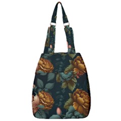 Floral Flower Blossom Turquoise Center Zip Backpack by Ravend