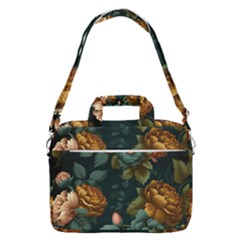 Floral Flower Blossom Turquoise Macbook Pro 16  Shoulder Laptop Bag by Ravend