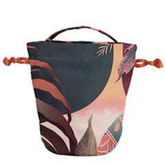 Ai Generated Leaves Foliage Plants Drawstring Bucket Bag by Ravend