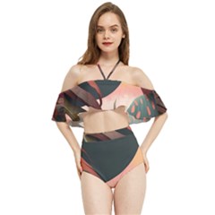 Ai Generated Leaves Foliage Plants Halter Flowy Bikini Set  by Ravend